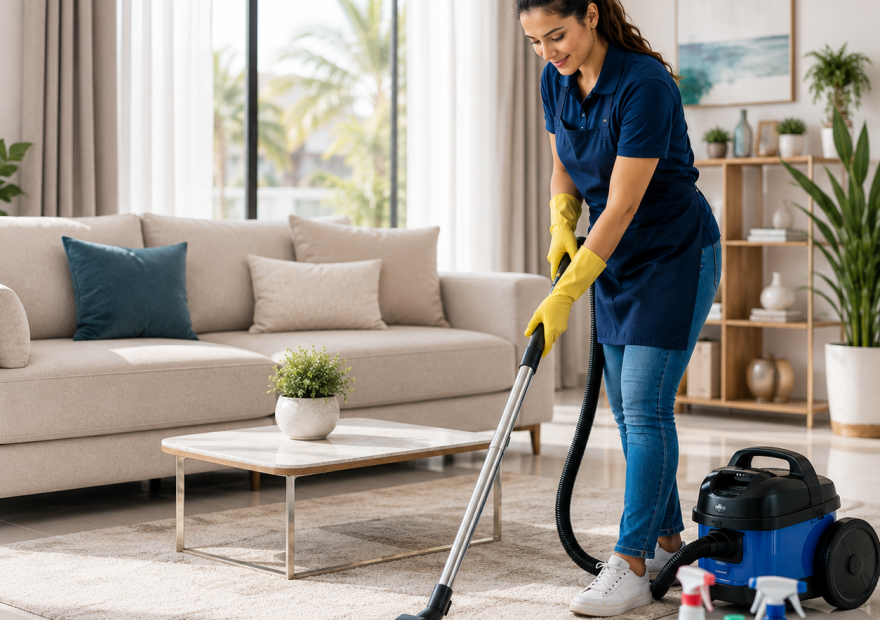 Professional cleaning team providing home cleaning services in Dubai